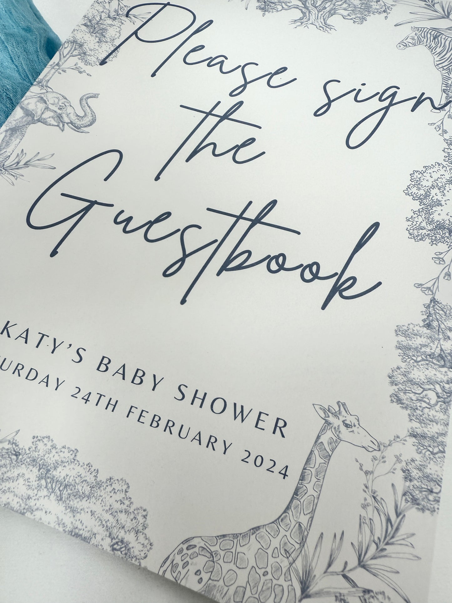 Blue Safari A4 Guestbook Sign
