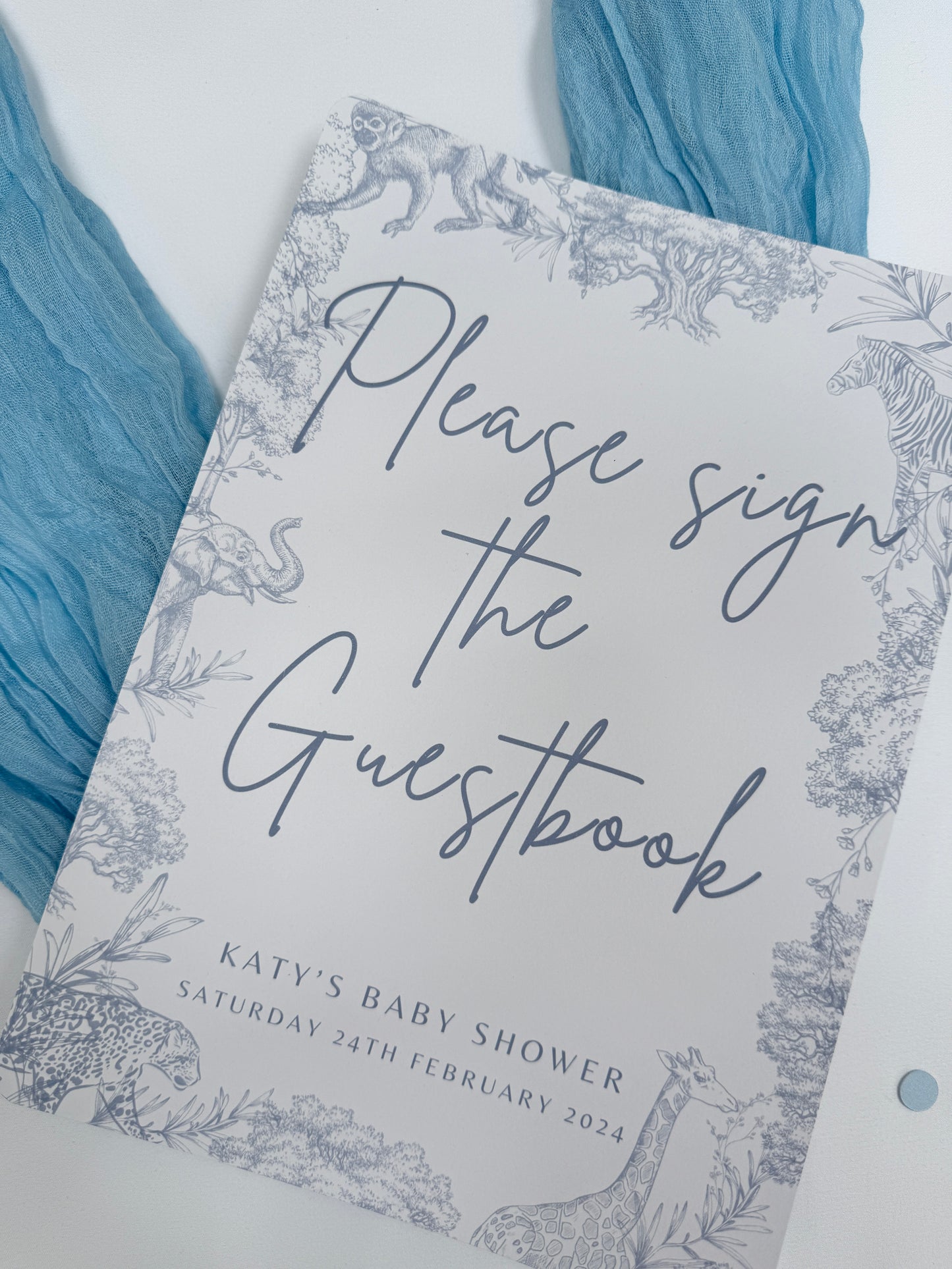 Blue Safari A4 Guestbook Sign