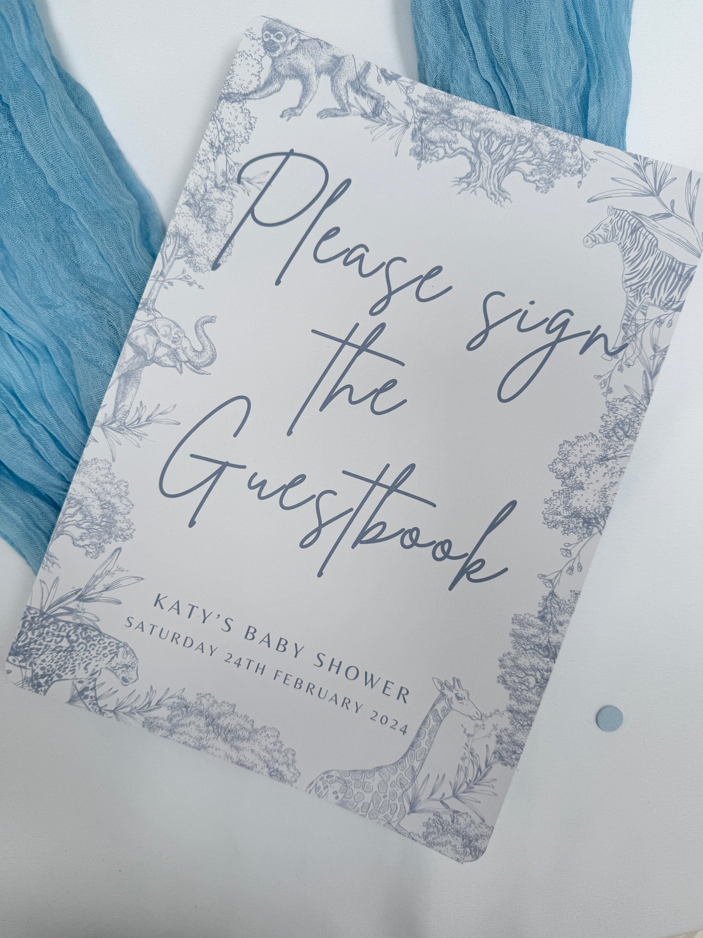 Blue Safari A4 Guestbook Sign