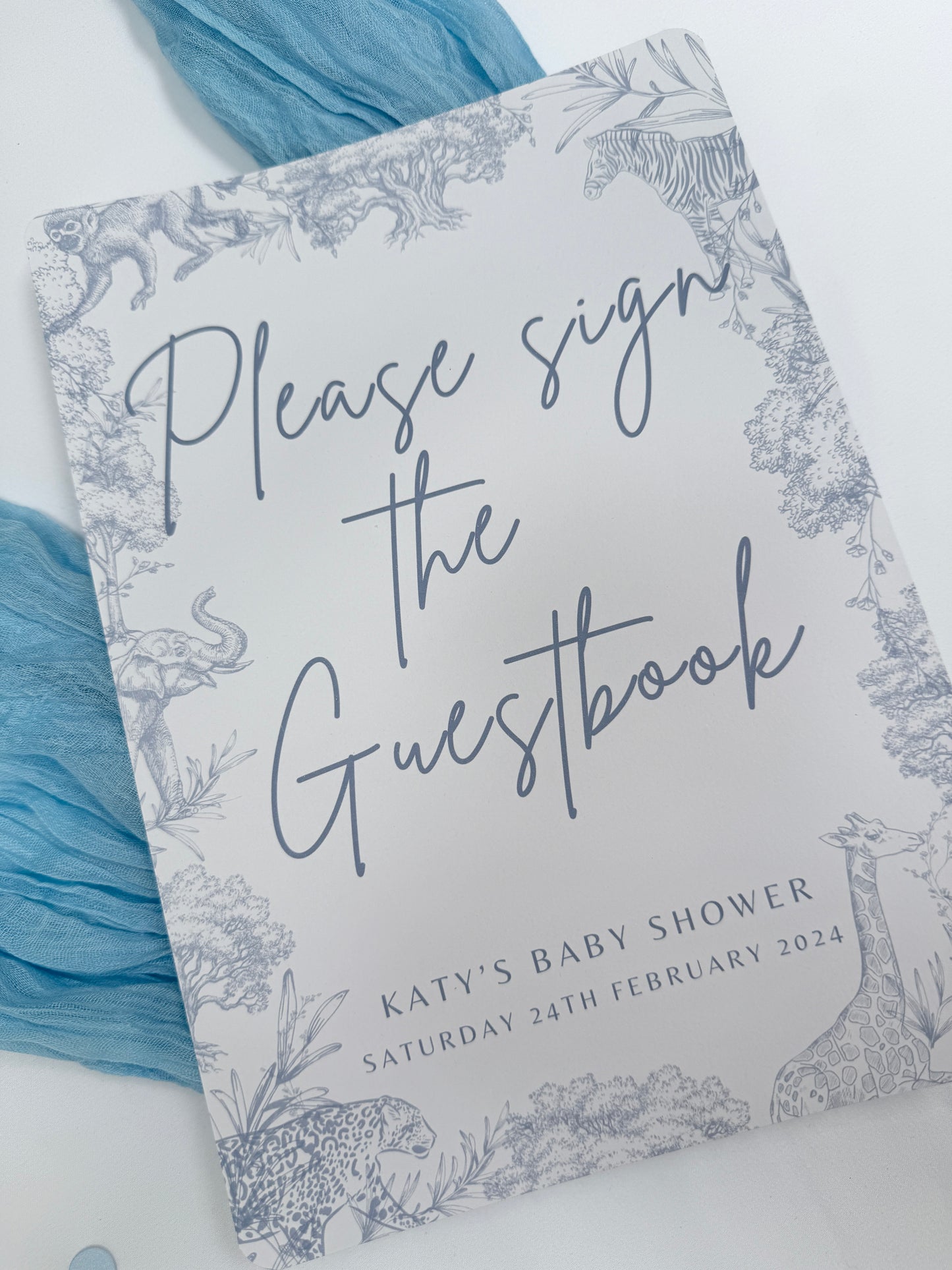 Blue Safari A4 Guestbook Sign