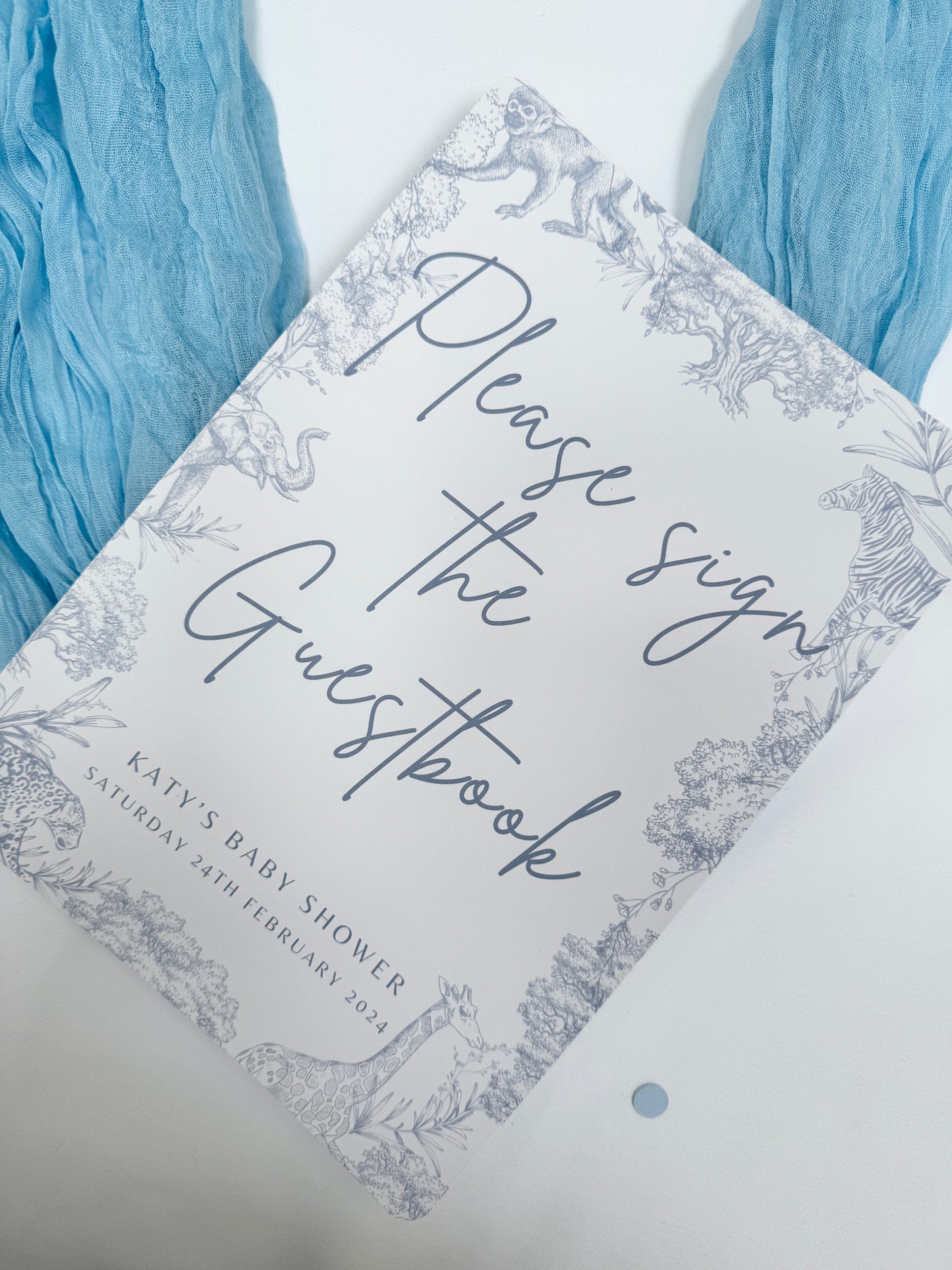 Blue Safari A4 Guestbook Sign