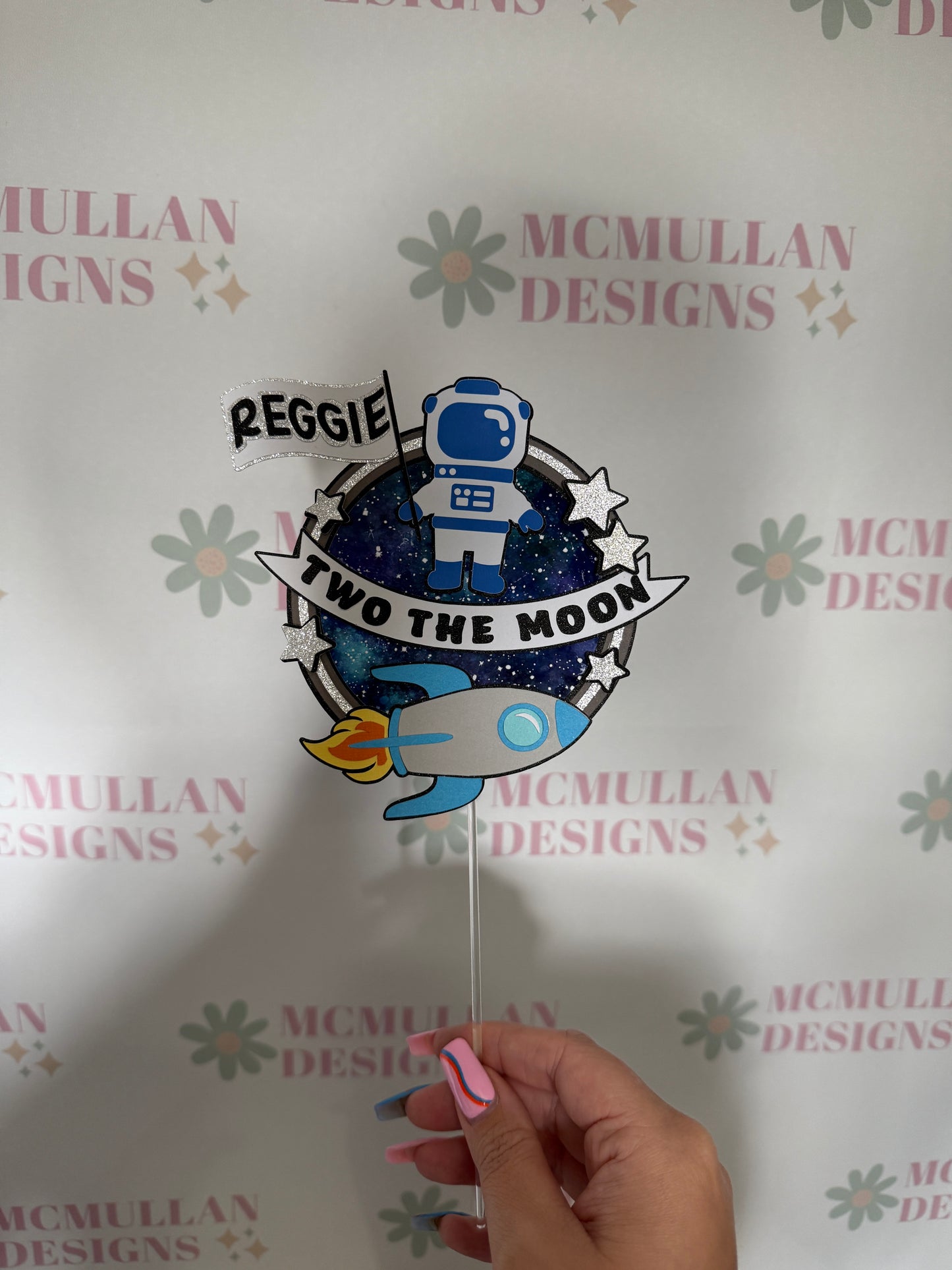 Two The Moon Cake Topper