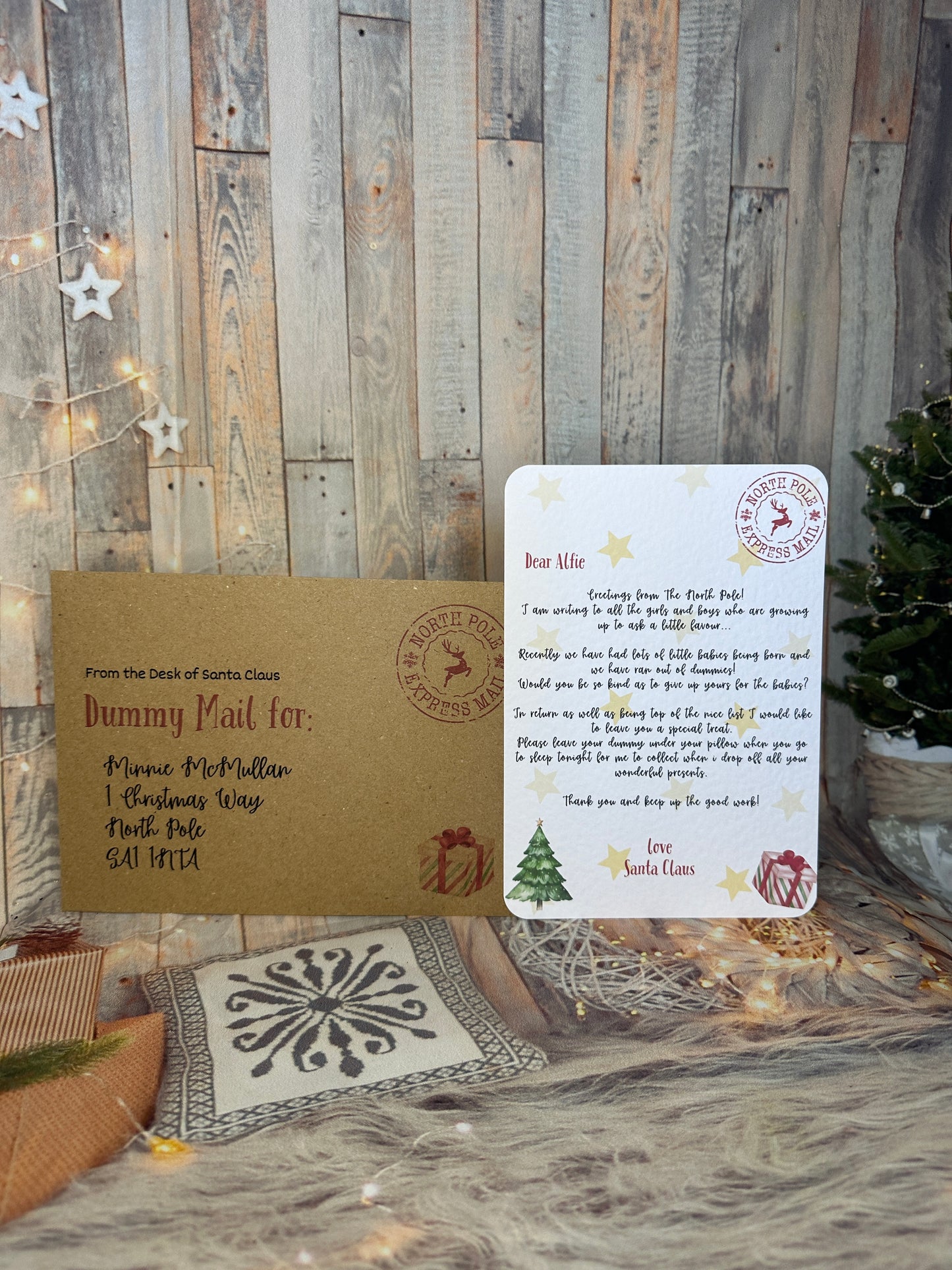 Red Santa Letter and Envelope, Asking the Child To Give Up the Dummy- Personalised, 5x7 size.