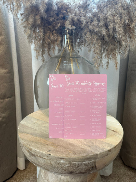 Pink Baby Shower Celebrity Baby Name Game- Pack of 10