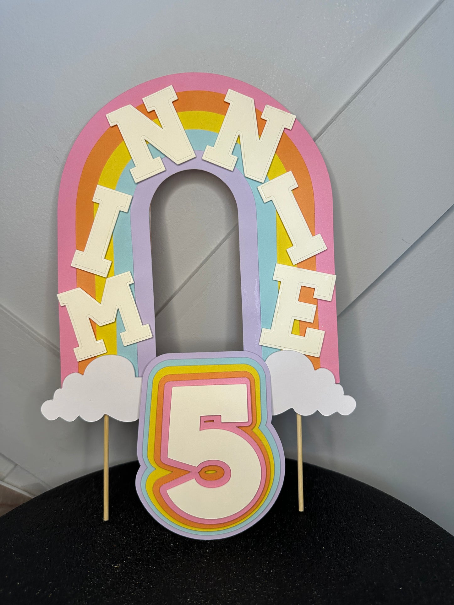 Rainbow Cake Topper with Matching Multicoloured Number