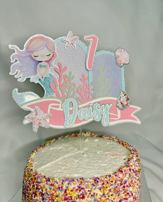 Watercolour Mermaid Cake Topper