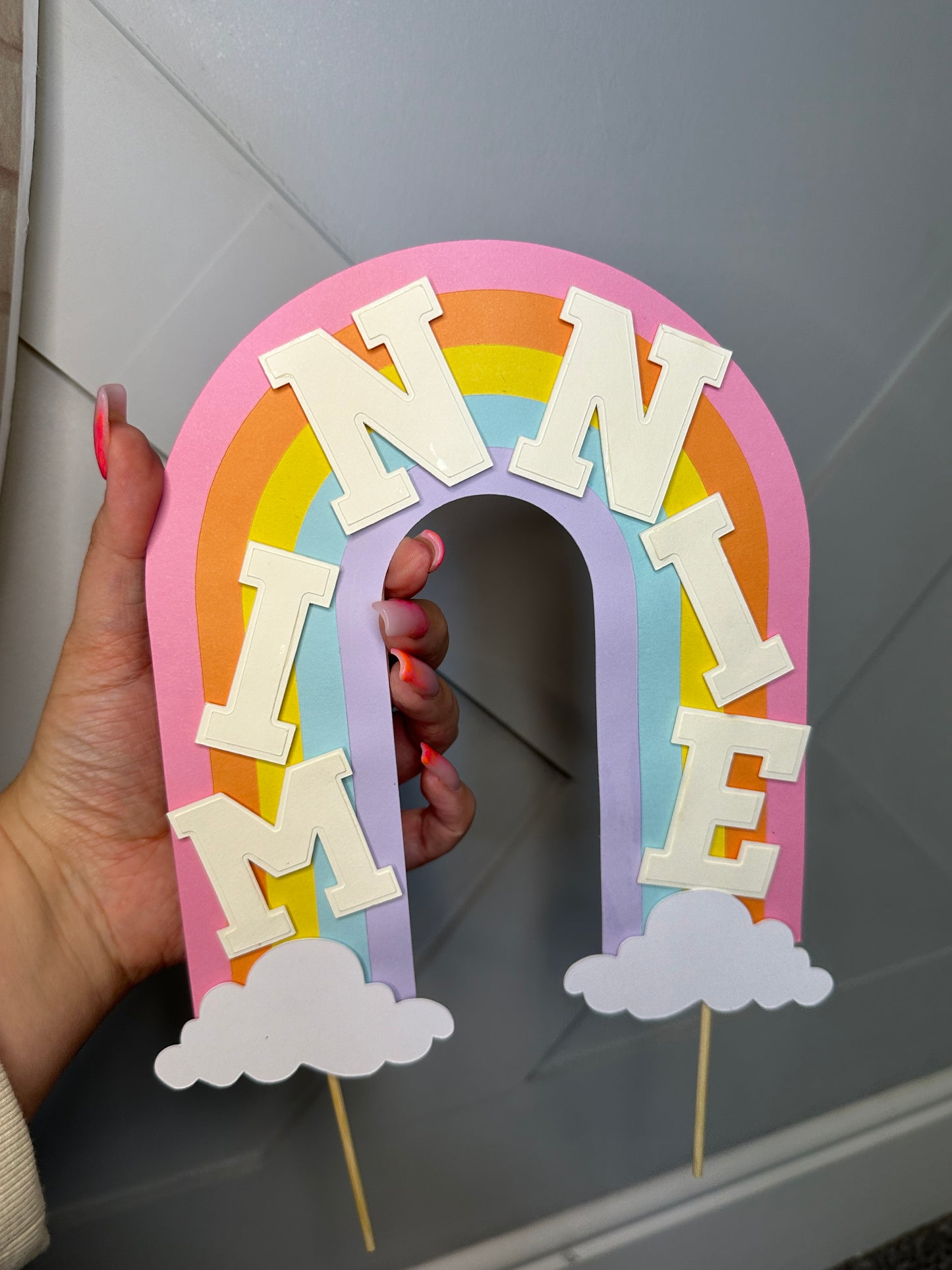 Rainbow Cake Topper with Matching Multicoloured Number