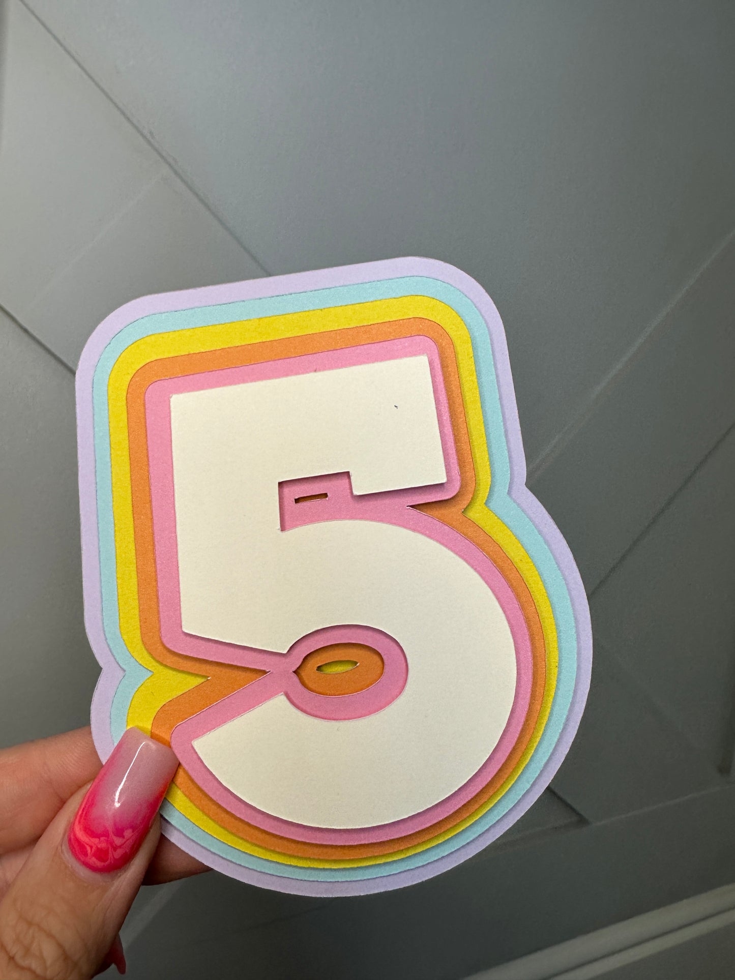 Rainbow Cake Topper with Matching Multicoloured Number