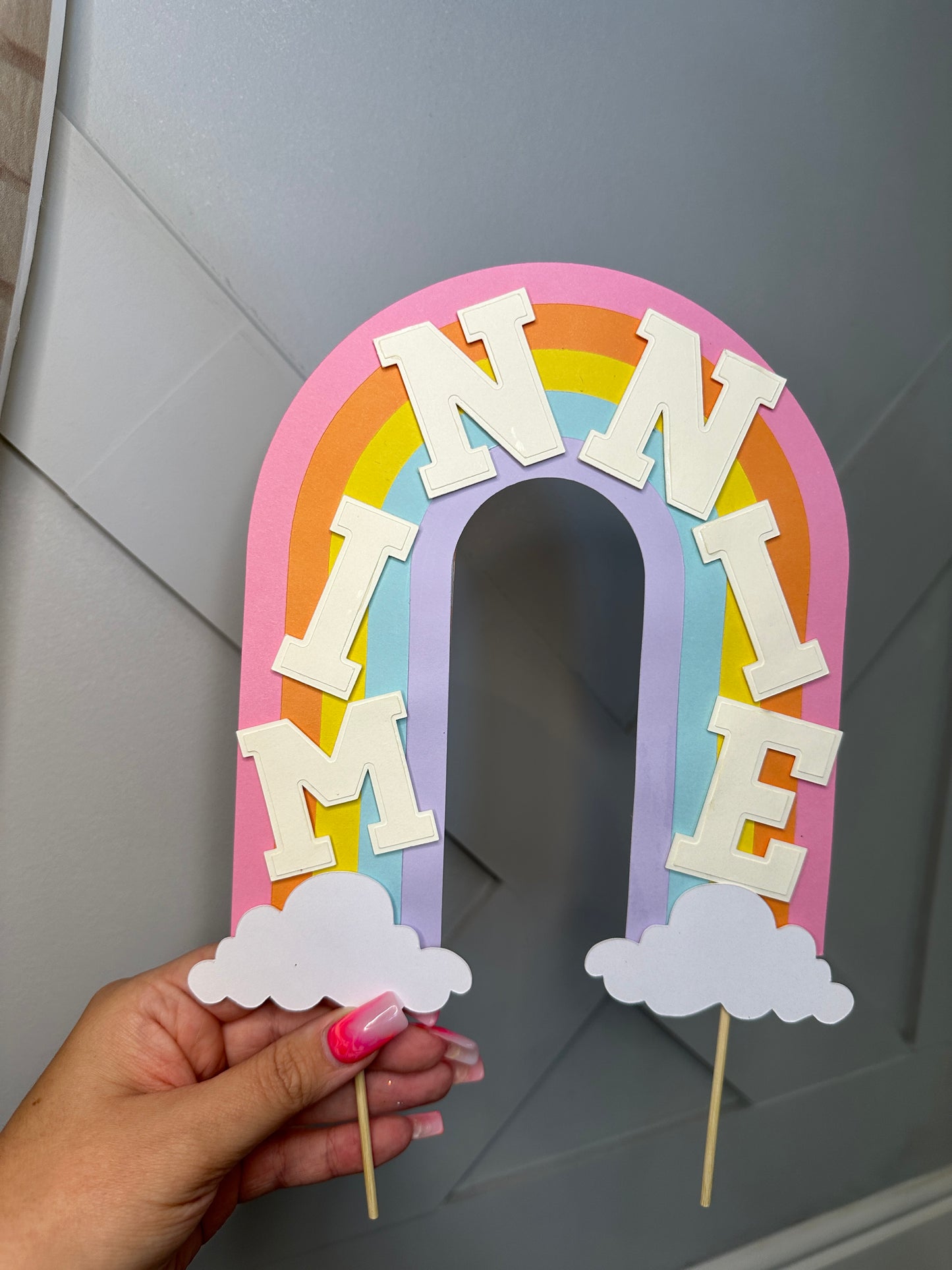 Rainbow Cake Topper with Matching Multicoloured Number