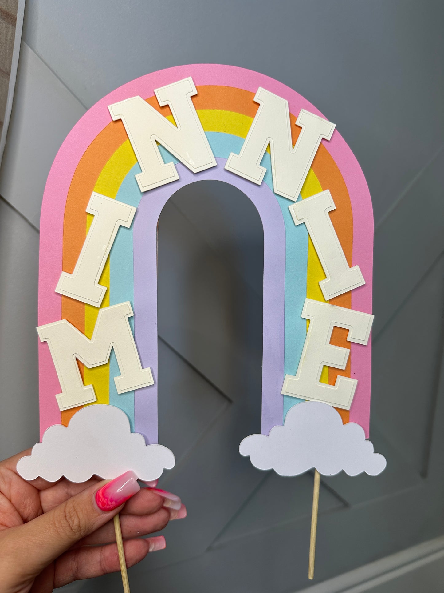 Rainbow Cake Topper with Matching Multicoloured Number