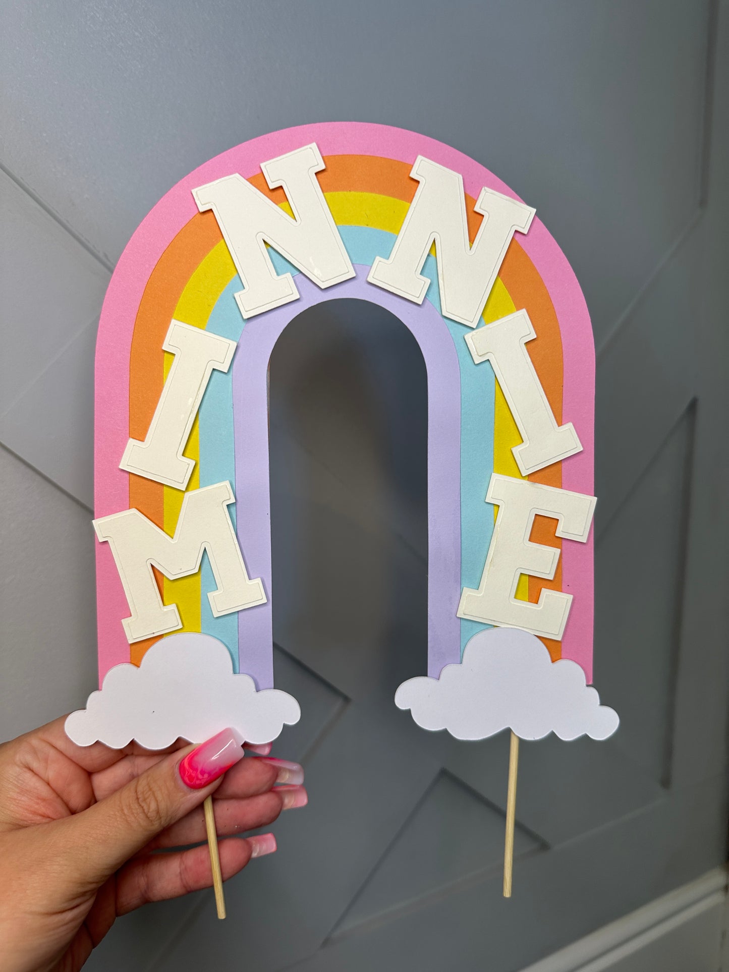 Rainbow Cake Topper with Matching Multicoloured Number