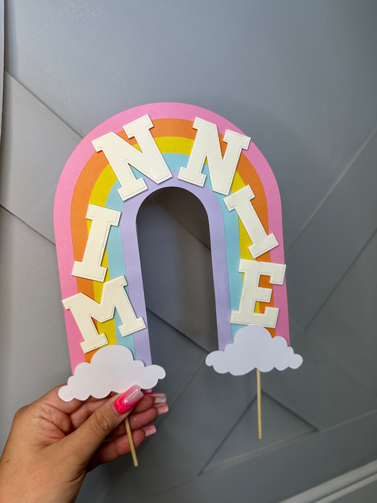 Rainbow Cake Topper with Matching Multicoloured Number