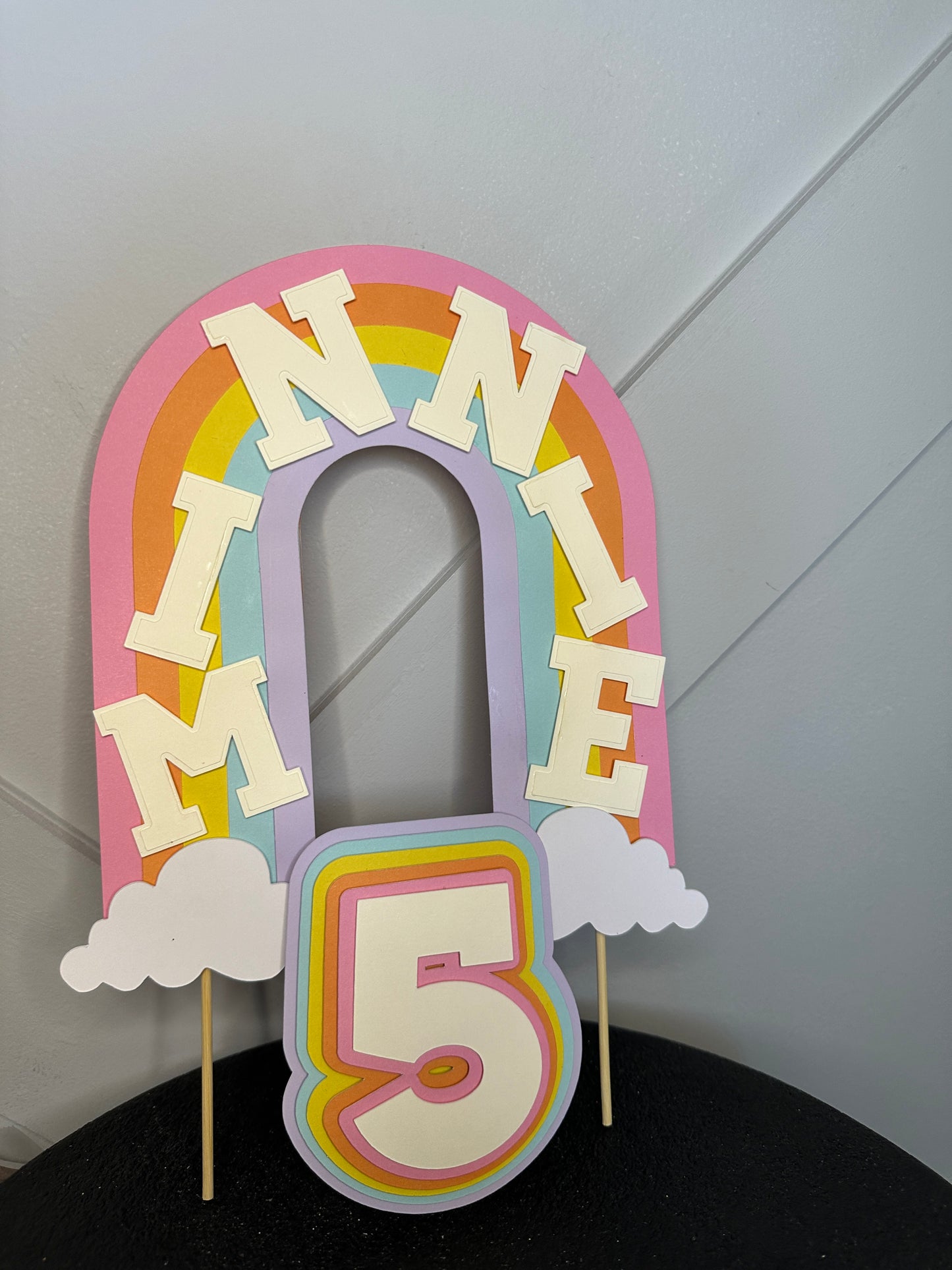 Rainbow Cake Topper with Matching Multicoloured Number