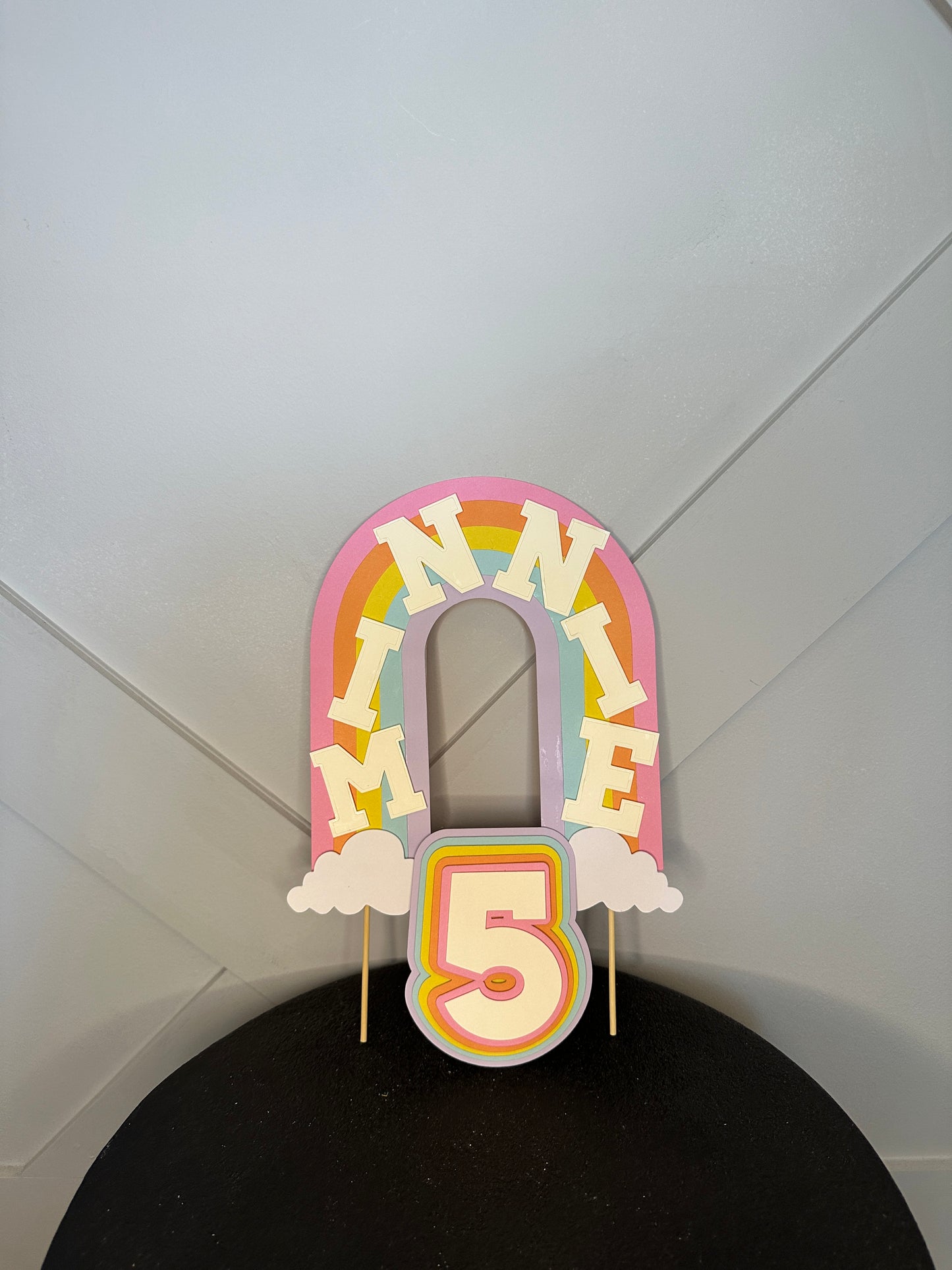 Rainbow Cake Topper with Matching Multicoloured Number