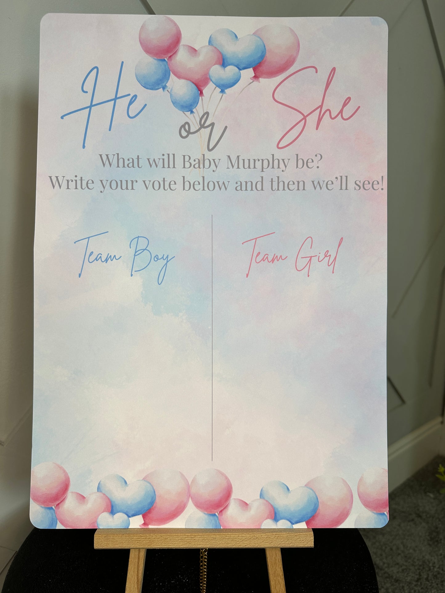 Gender Reveal Voting Sign- A3 or A4