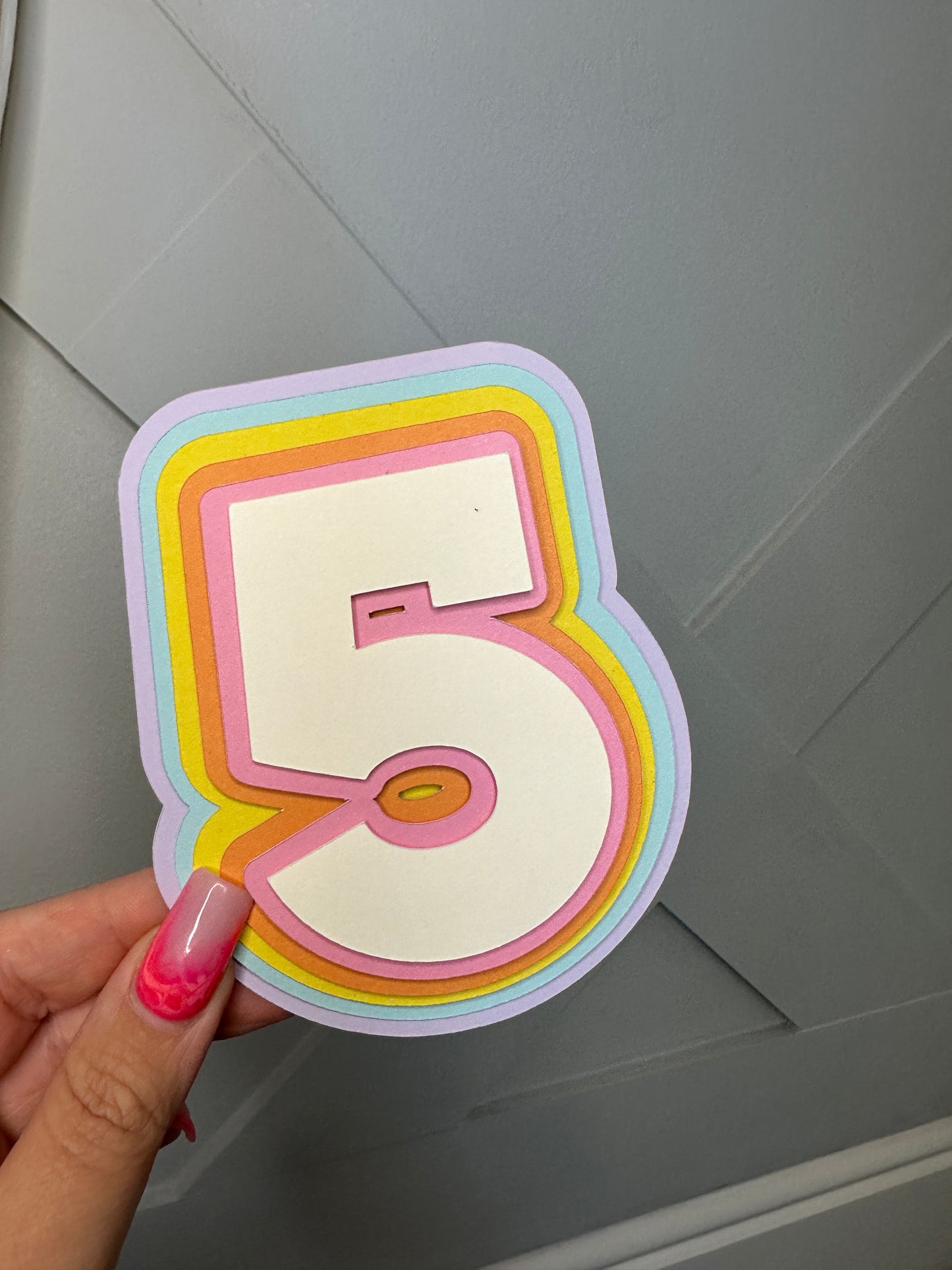 Rainbow Cake Topper with Matching Multicoloured Number