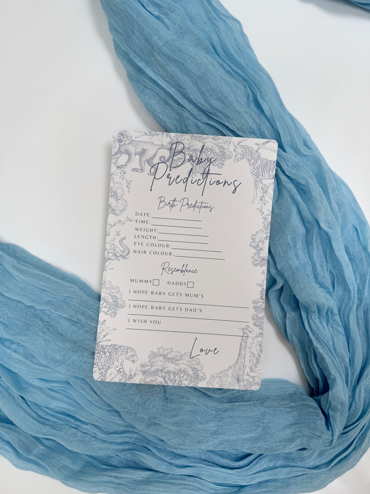 Blue Safari Baby Prediction Cards- Pack of 10