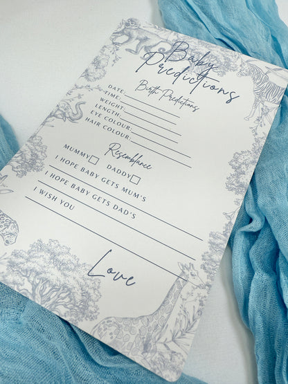 Blue Safari Baby Prediction Cards- Pack of 10