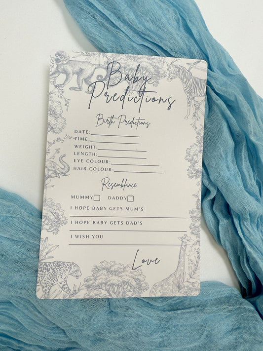 Blue Safari Baby Prediction Cards- Pack of 10