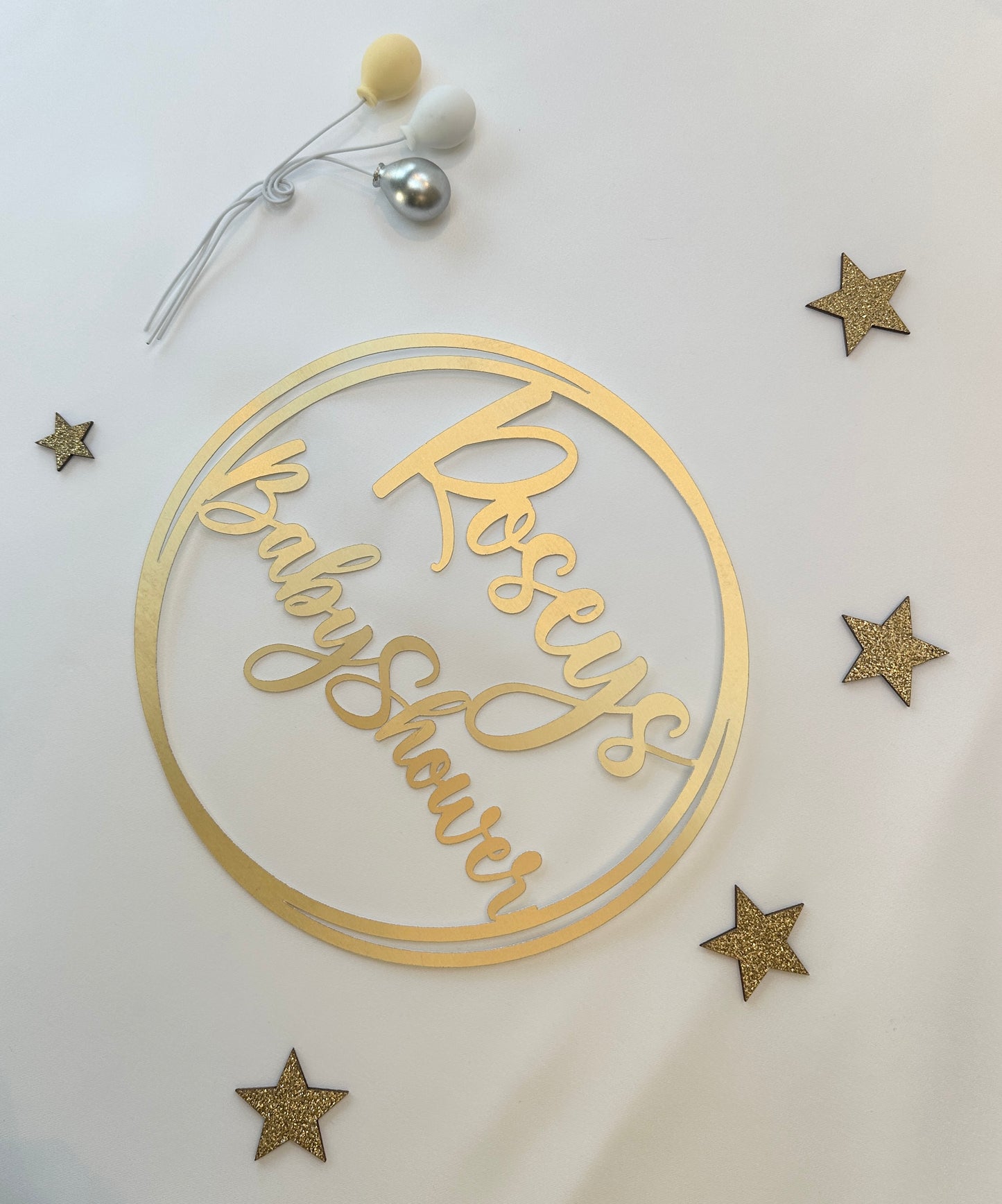 Personalised Gold Baby Shower Cake Topper