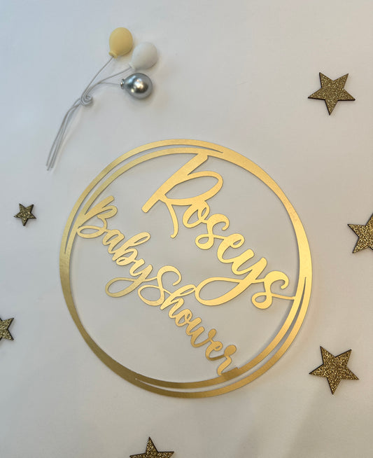 Personalised Gold Baby Shower Cake Topper