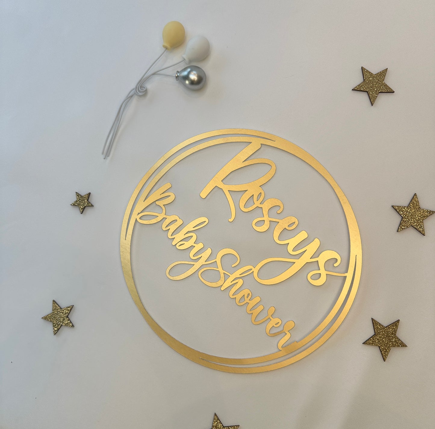 Personalised Gold Baby Shower Cake Topper