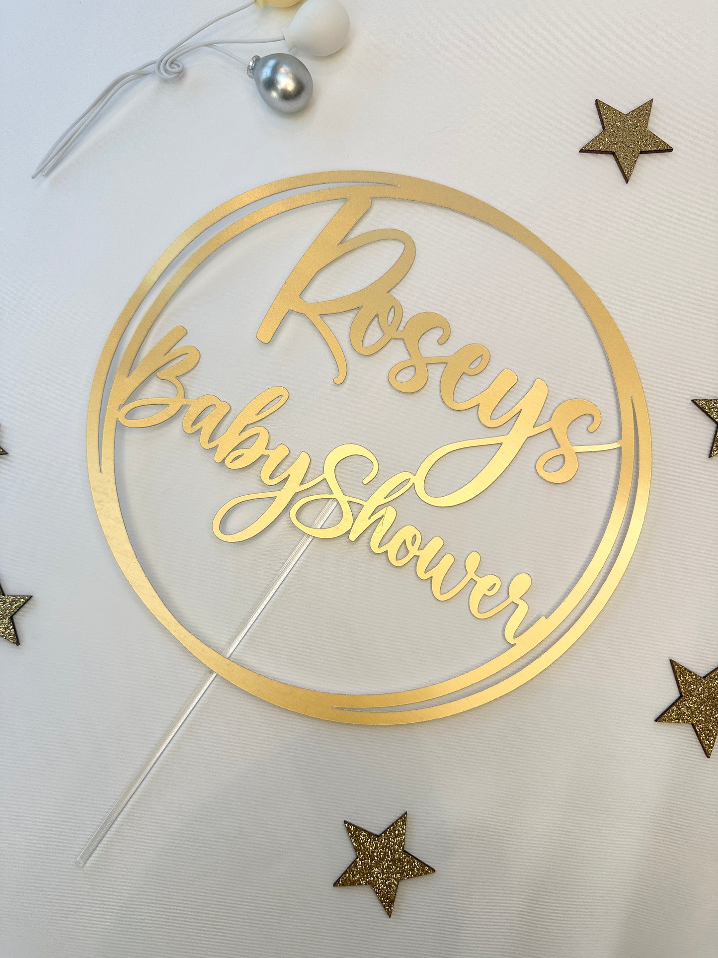 Personalised Gold Baby Shower Cake Topper