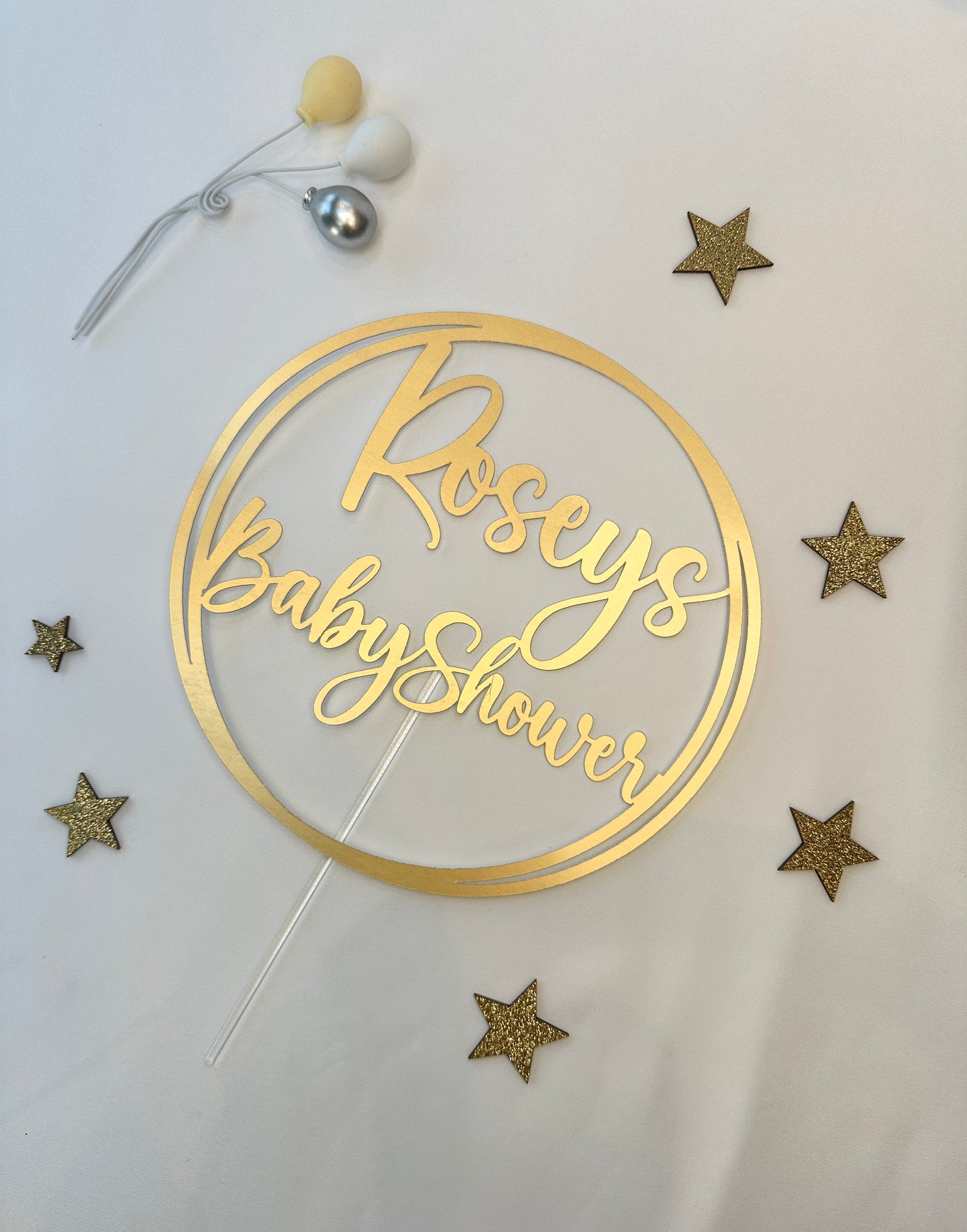 Personalised Gold Baby Shower Cake Topper