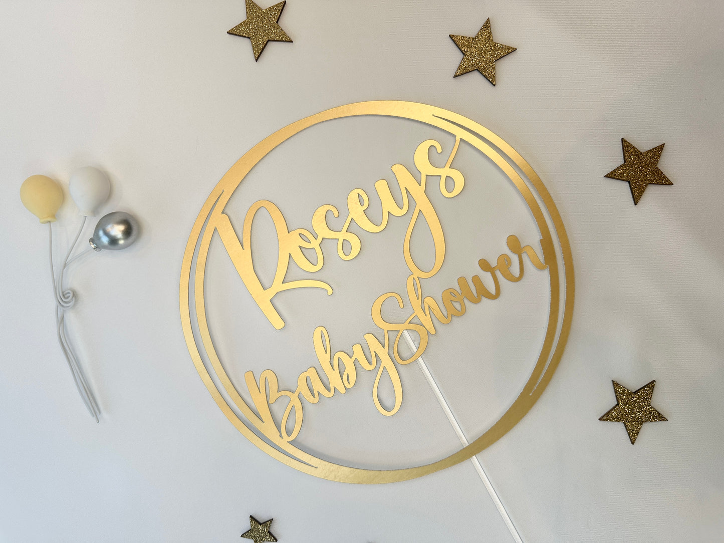 Personalised Gold Baby Shower Cake Topper