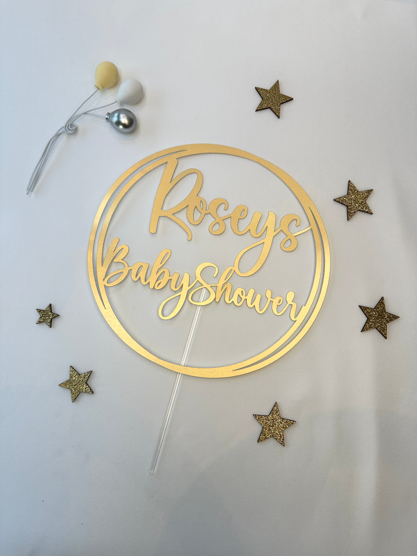 Personalised Gold Baby Shower Cake Topper