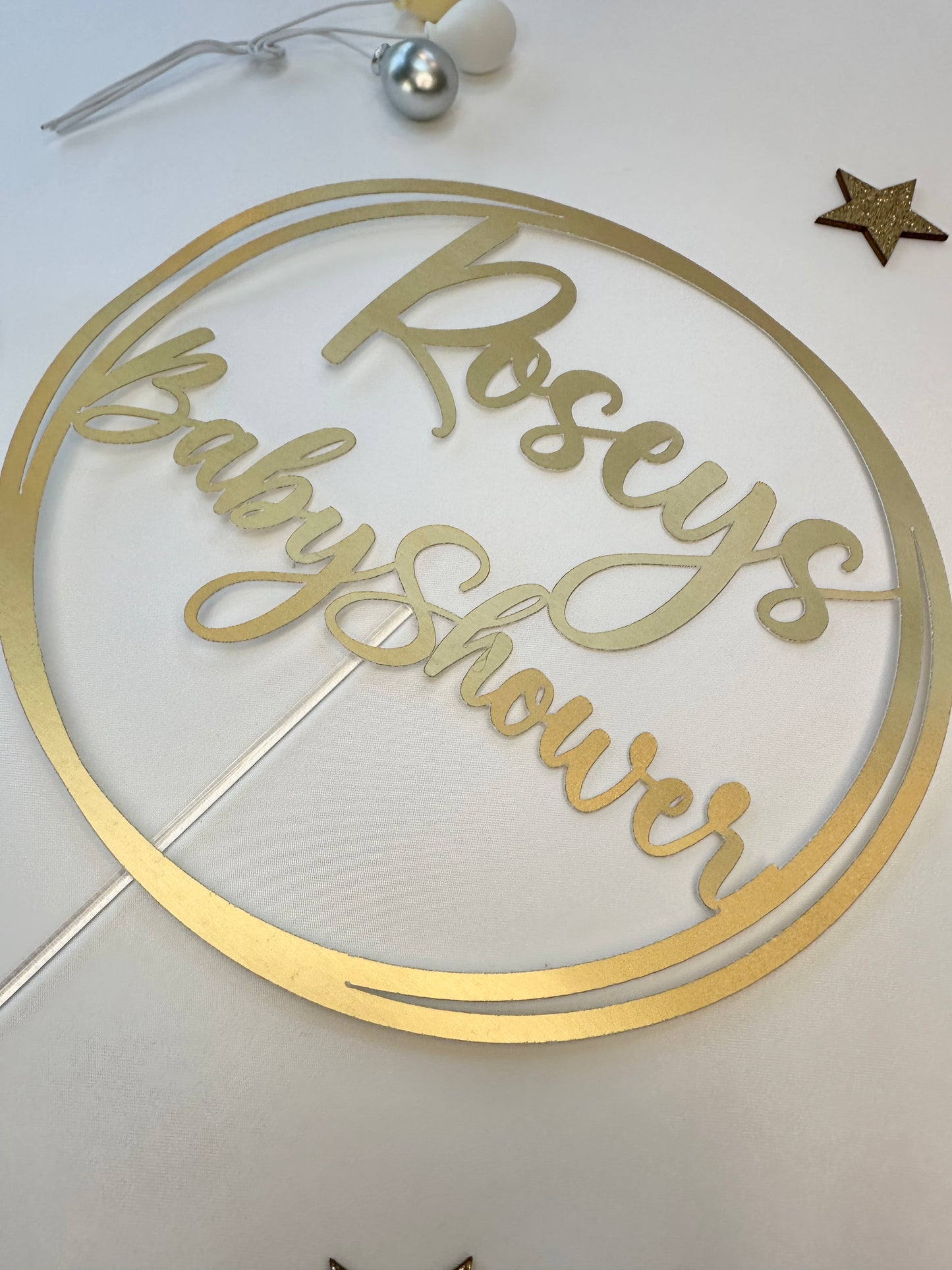 Personalised Gold Baby Shower Cake Topper