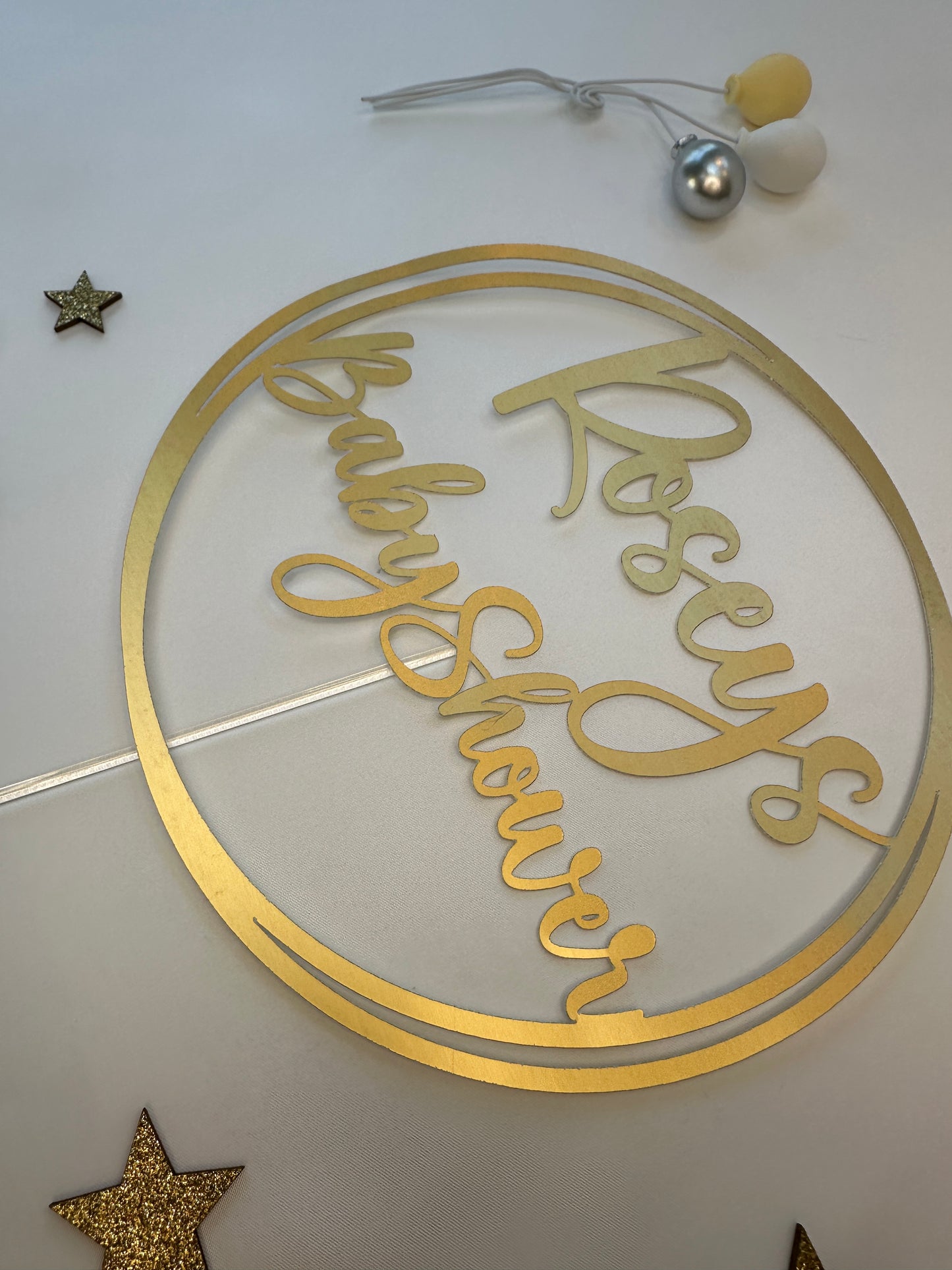 Personalised Gold Baby Shower Cake Topper