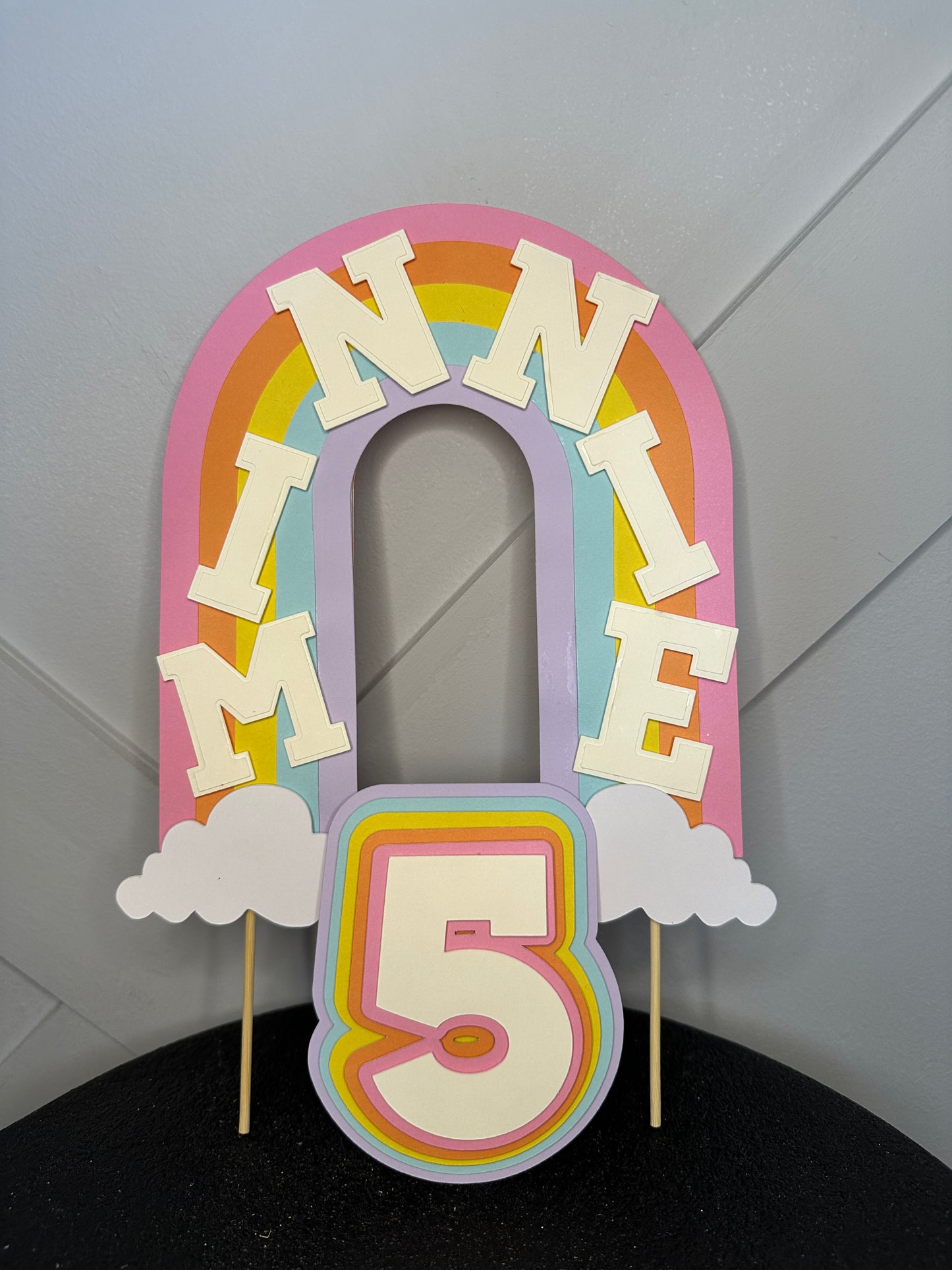 Rainbow Cake Topper with Matching Multicoloured Number