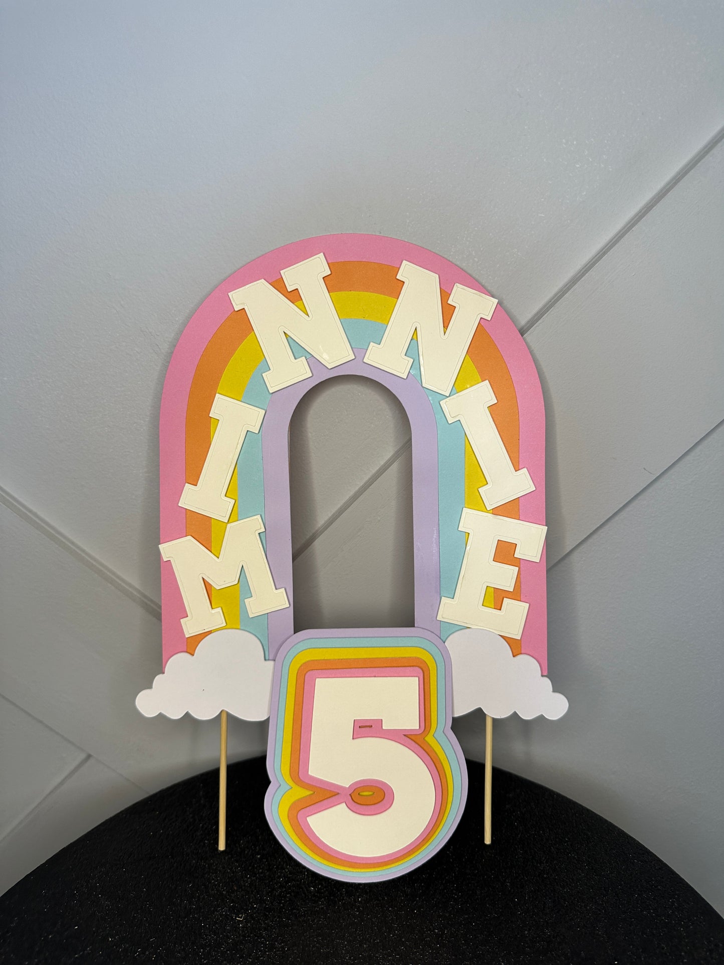 Rainbow Cake Topper with Matching Multicoloured Number