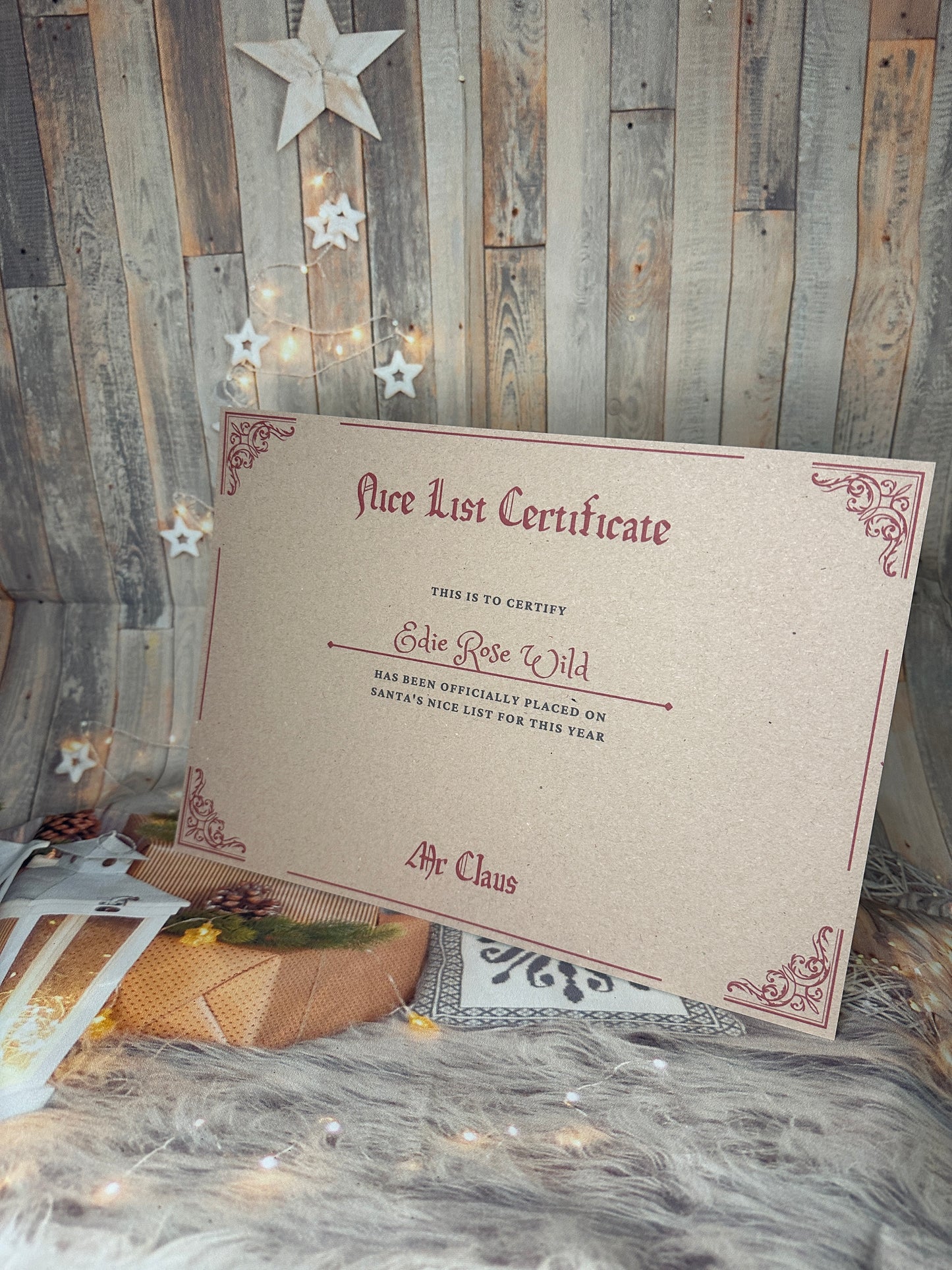 Kraft Nice List Certificate, A4, Personalised