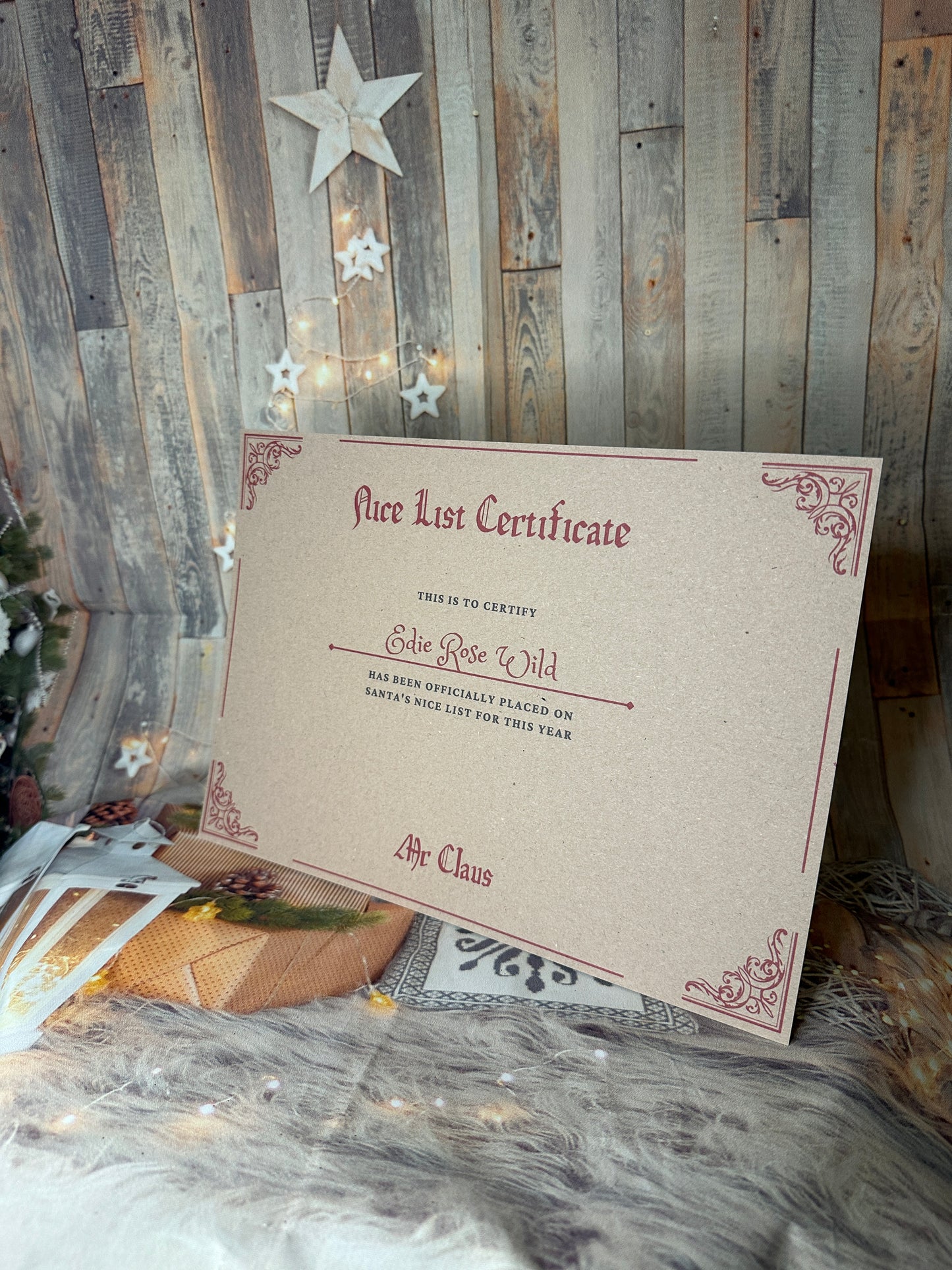 Kraft Nice List Certificate, A4, Personalised