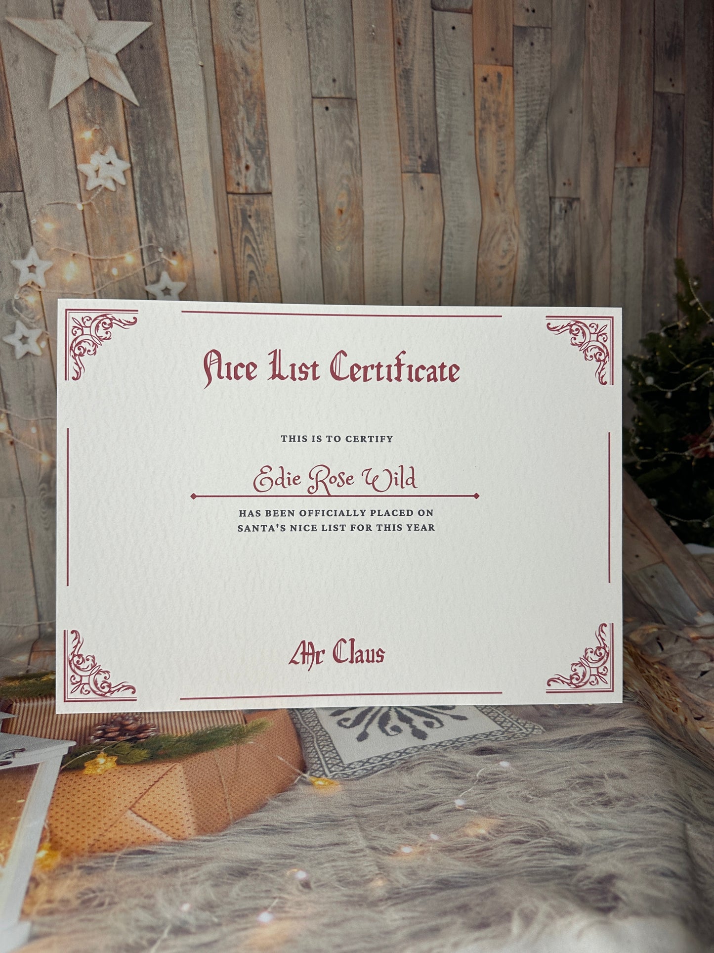 Cream Personalised Nice List Certificate and North Pole Letter- A4 Sized