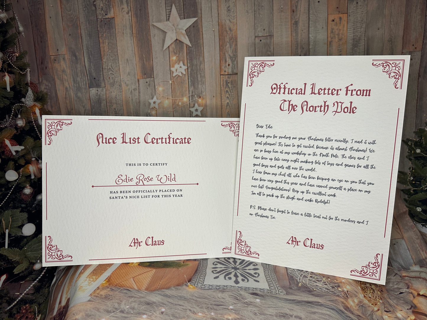 Cream Personalised Nice List Certificate and North Pole Letter- A4 Sized