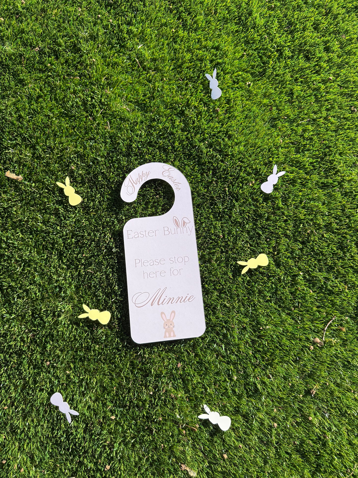Personalised Beige Easter Bunny Door Hanger