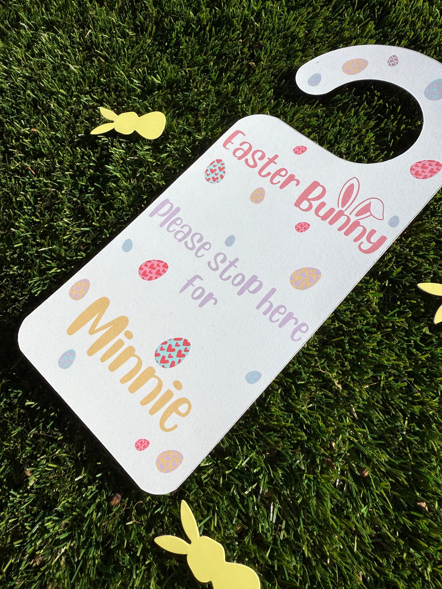 Personalised White Easter Bunny Door Hanger