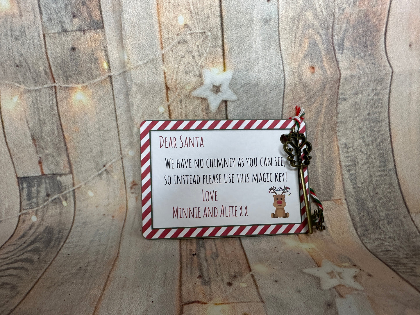 Santas Magic Key- Candy Cane Stripe Design, Personalised