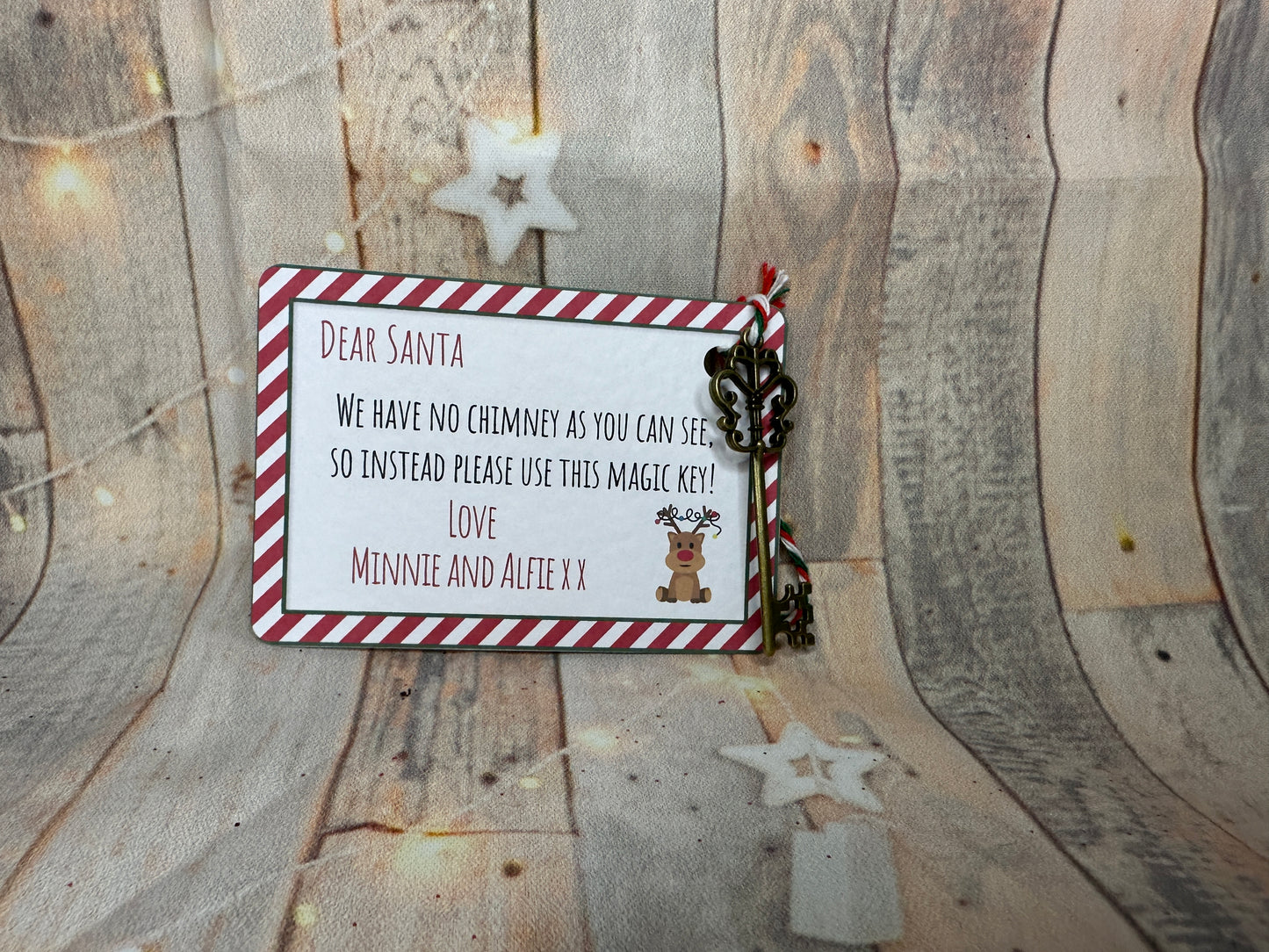 Santas Magic Key- Candy Cane Stripe Design, Personalised