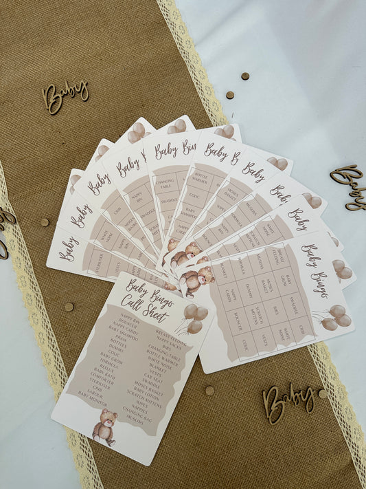 Teddy Bear Baby Bingo, Includes 10 varieties of cards and call sheet.