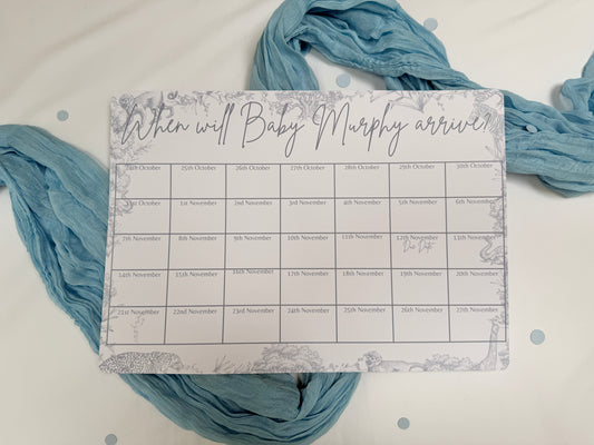 Blue Safari A3 Due Date Calendar