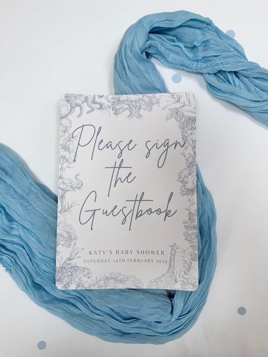 Blue Safari A4 Guestbook Sign