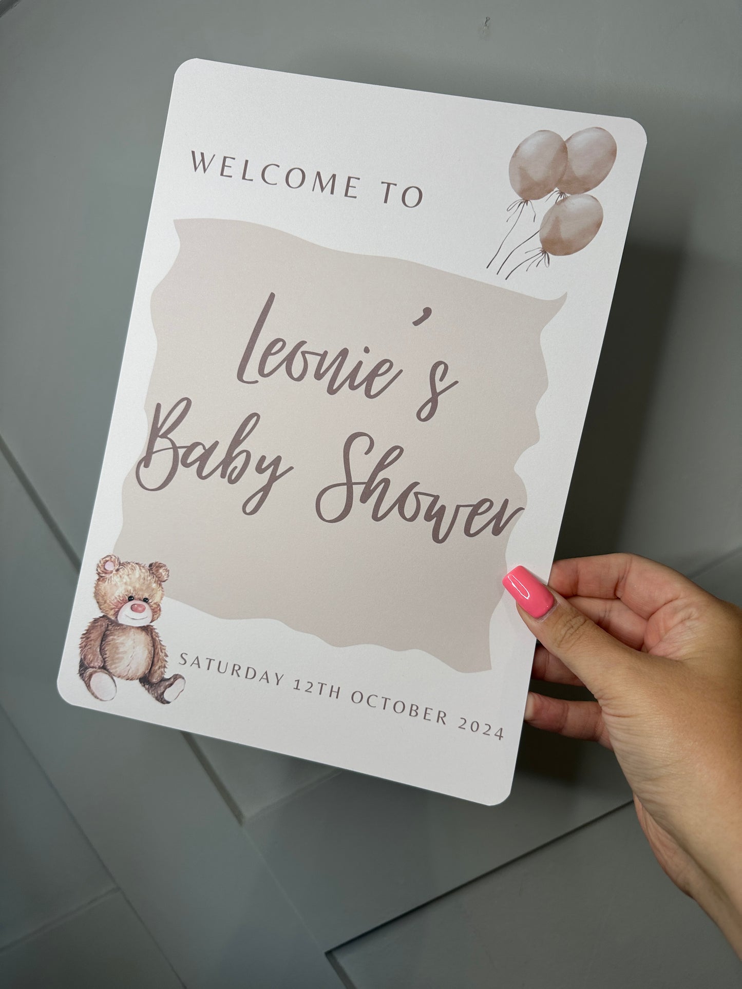 A4 Teddy Welcome Sign