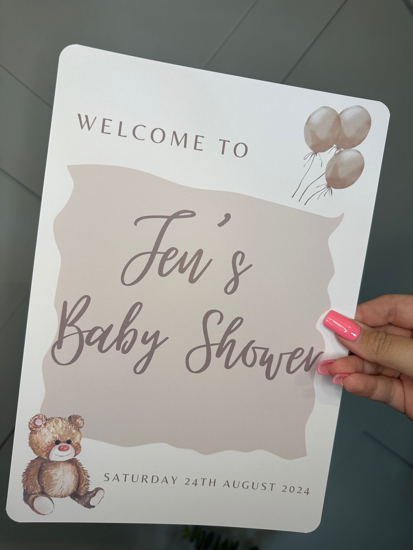 A4 Teddy Welcome Sign