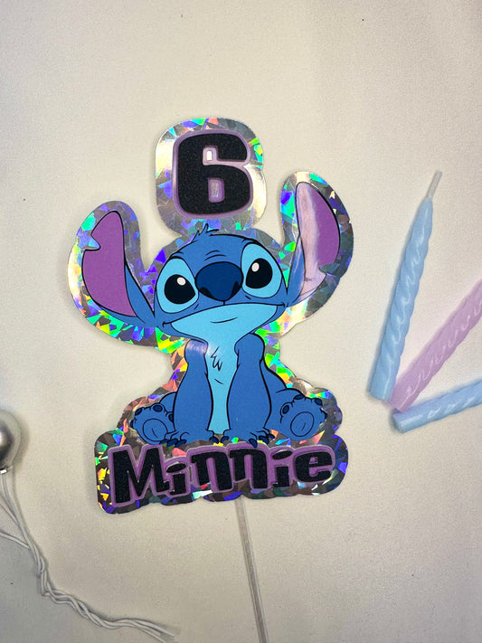 Stitch Cake Topper, Personalised with Name and Age