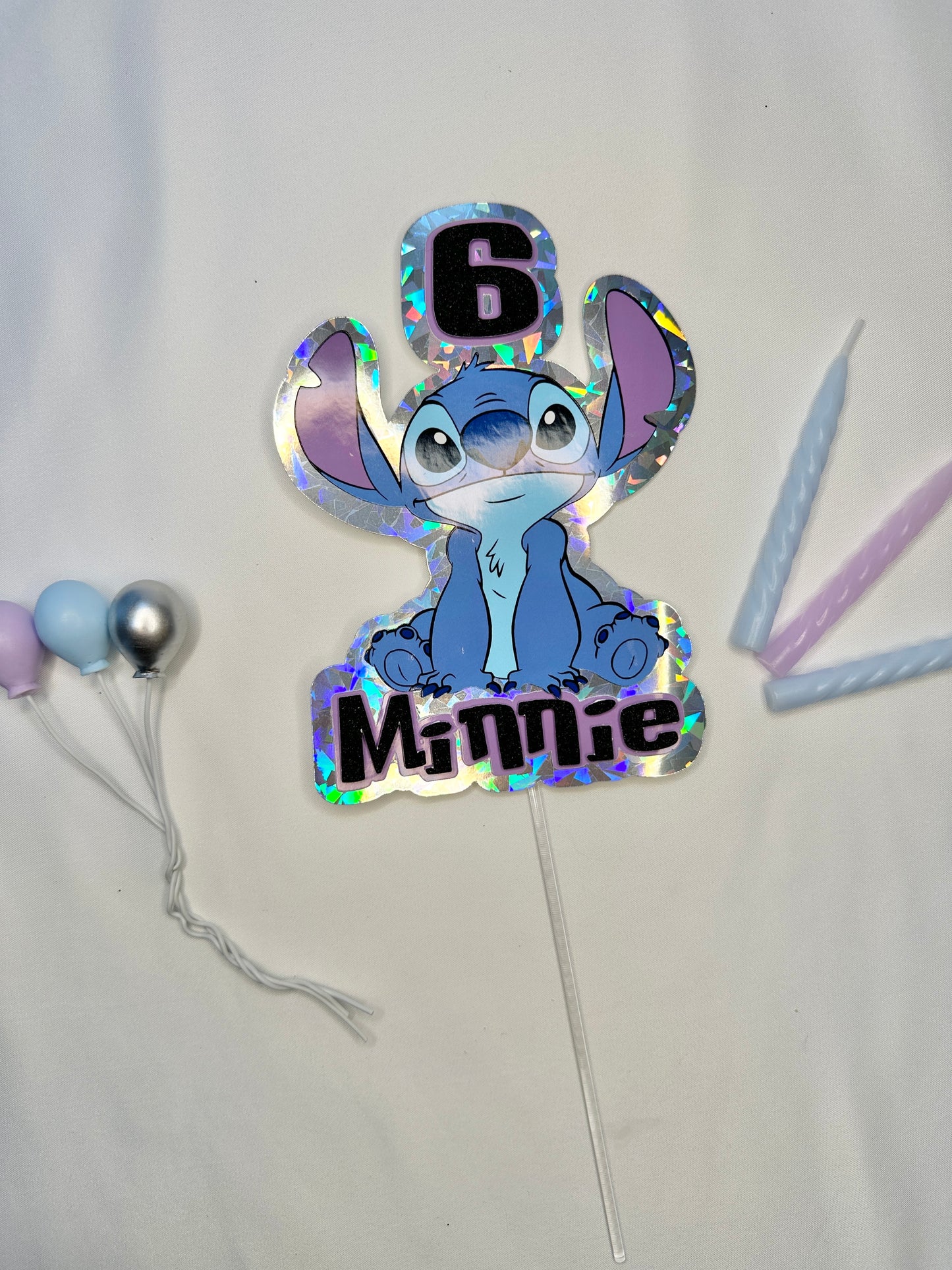 Stitch Cake Topper, Personalised with Name and Age