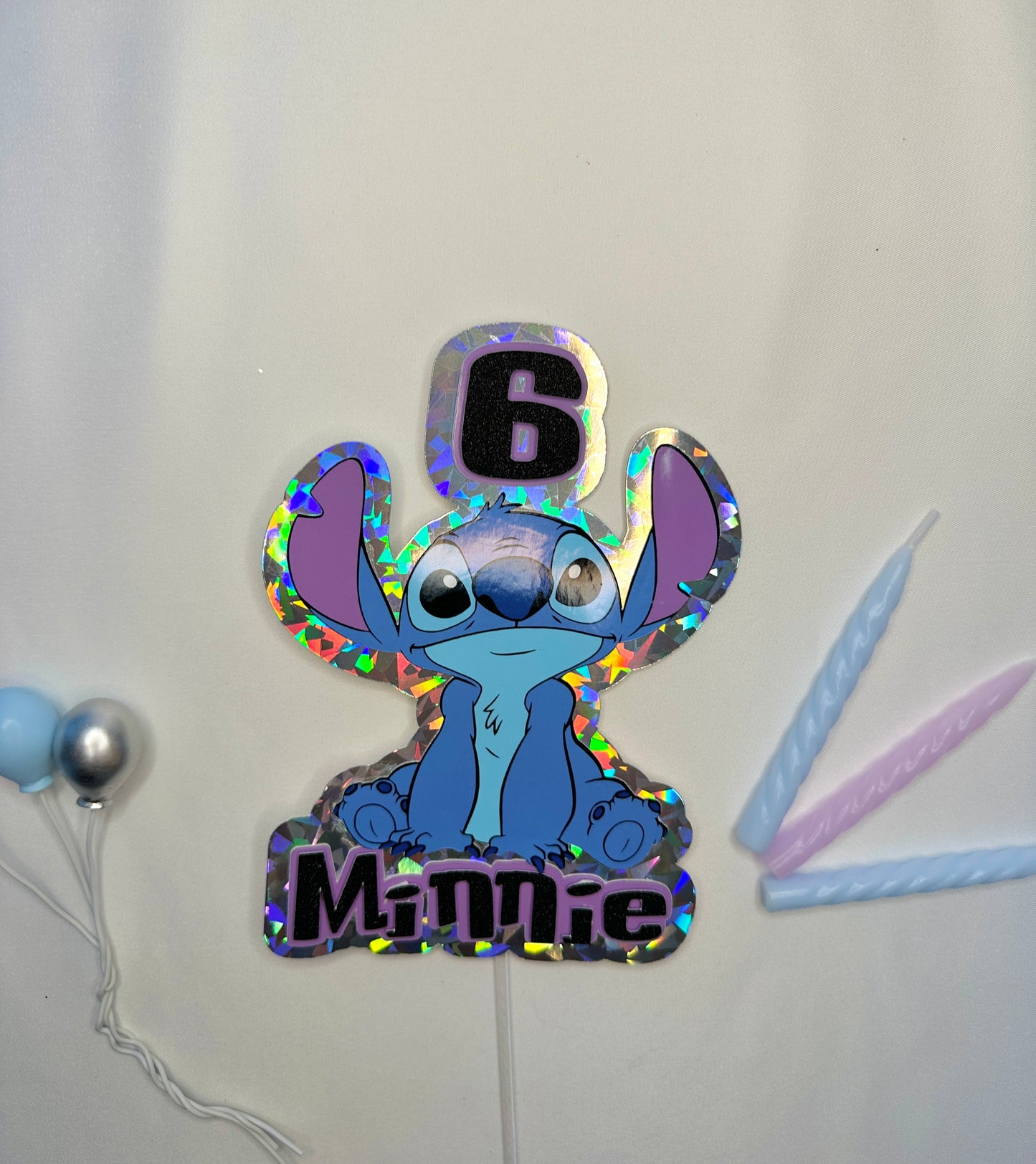 Stitch Cake Topper, Personalised with Name and Age